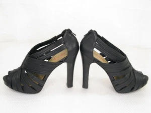 Levity Black Leather Strappy Zipper High Heel Womens Size 6m  - Picture 1 of 9