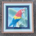 Red Parrot Scarlet Macaw Tropical Tiki Bar Embossed Paper Framed Wall Art 13x13