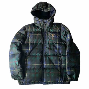 Polo Ralph Lauren Polo Bear Down Plaid Tartan Puffer Jacket Hood Youth XL 18/20 - Picture 1 of 8