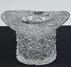 Vintage Daisy & Button Top Hat Clear Glass Toothpick Trinket Holder - Picture 1 of 4