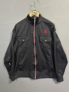 Vintage Avirex Jacket Mens Medium Black Zip up Paint Stains Thrashed Grunge Y2K - Picture 1 of 8