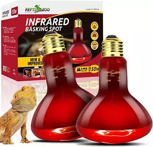 150W Infrared Heat Lamp Bulb for Reptile, 2 Pack Infrared Basking Spot Light ... - Picture 1 of 1