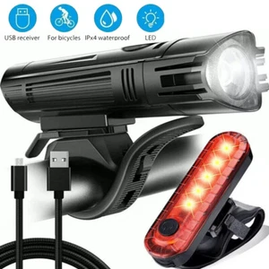 LED Akku Fahrrad Licht Beleuchtung Set 400 LUX Scheinwerfer Rücklicht Lampe - Bild 1 von 13