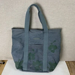 Borsa Keen Hybrid Transport verde fiori tote tela chiusura zip 2 manici - Foto 1 di 9