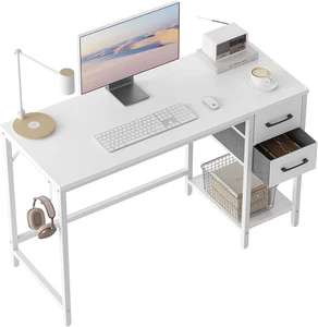 Computertisch Home Office mit Schubladen 100 cm Kleiner Schreibtisch PC-Tisch  - Bild 1 von 9