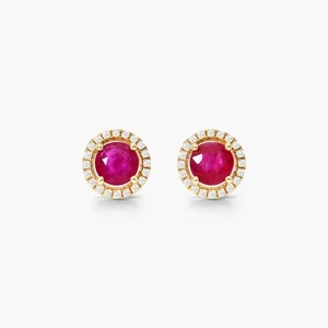 925 Sterling Silver Solitaire Lab Created Ruby Lalo Stud Earrings Gifts For Her - Picture 1 of 4