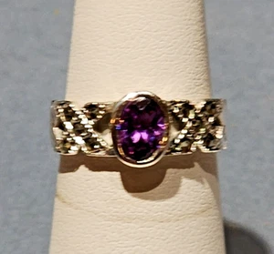 Vintage Amethyst weißer Saphir Ring Gr. 6,25 signiert - Bild 1 von 4