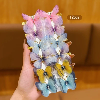 Pinzas para el cabello Dulce Mariposa 6/12 PIEZAS - Lindos accesorios diarios para el cabello para niñas Foto 1 de 4