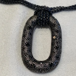 DAVID YURMAN Midnight Melange  Darkened Sterling Silver Diamond Pendant Necklace - Picture 1 of 7