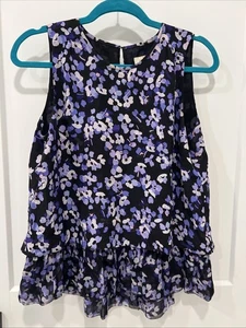 Kate Spade size Medium 100% silk hydrangea double layer tank top blouse - Picture 1 of 4