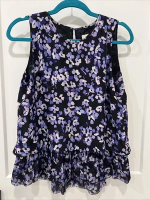 Kate Spade размер средний 100% шелк гортензия двойной слой Майка блузка - Изображение 1 из 4