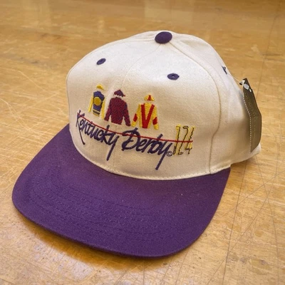 Vtg NOS 90s 1998 Kentucky Derby 124 White Purple Snapback Hat Churchill Downs - Image 1 of 4