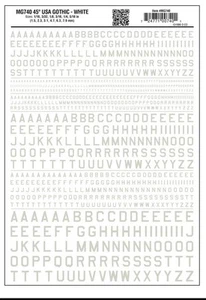 Woodland Scenics Dry Transfer Decals 45° USA Gothic Letters White WOOMG740 - Picture 1 of 3