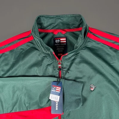 NUEVO CON ETIQUETAS Chaqueta Atlética Phat Farm Hombres XL Poliéster Verde Rojo Bolsillos con Cremallera Completa Foto 1 de 4