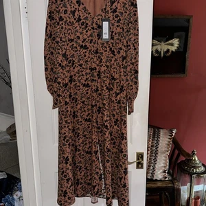 BNWT French Connection Jeanie Briana Crepe Dress Russet 14 - Picture 1 of 9