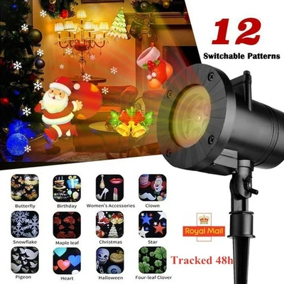 Newest LED Christmas Moving Laser Projector Light Snowflake Xmas Outdoor Lamp UK