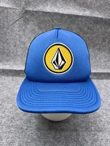 Volcom Hat Cap Snap Back Adult One Size Blue Yellow Polyester Mesh Trucker Skate - Picture 1 of 13