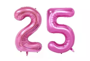 Huge 40" 25 Pink Foil Number Balloons Photo Shoot 25th Birthday Float Helium - Picture 1 of 1