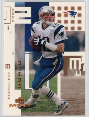 2002 UD MVP Checklist #300 Tom Brady Patriots cartão de futebol americano NFL - Imagem 1 de 2