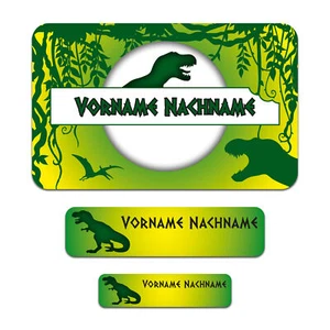 50er Set personalisierte Namensaufkleber "01 Dinos" Sticker mit Wunschname - Bild 1 von 7