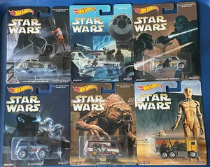 Hot Wheels Star Wars Pop Culture 2016 Real Riders & Metal Body Set Of 6 Cars New - Picture 1 of 11