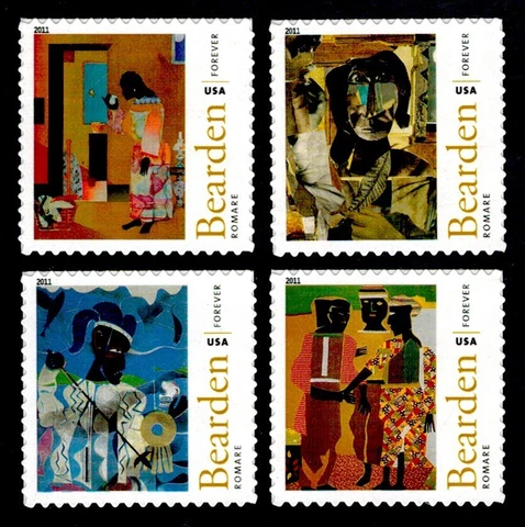 US Scott # 4566-4569 ( 4 ) Singles MNH, Romare Bearden Cover