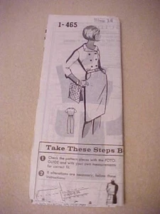 VTG Mail Order Lady's 1-Pc Dress Pattern 1-465 - Picture 1 of 3