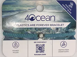 4ocean Braided Bracelet Light Blue Plastic Is Forever Positive Impact Bling - Picture 1 of 2