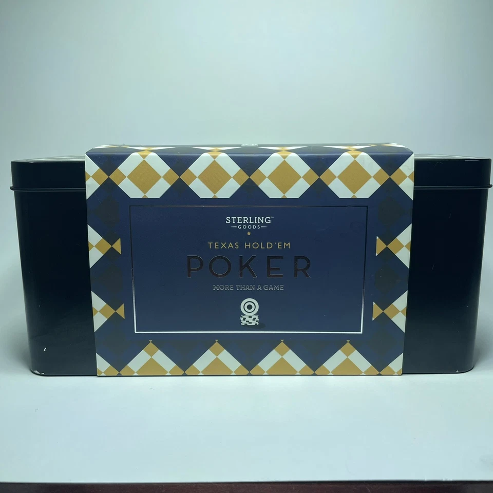 Sterling Goods Texas Hold ‘em Poker Gaming Set 200 Chips 2 Decks of Cards Tin