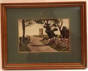More details for antique hand-tinted print the folly pontnewynedd s wales framed &amp; mounted vgc