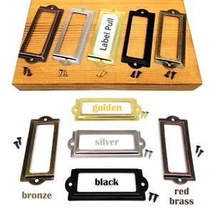 12pc Metal 30x83mm Cabinet Drawer Label Pull Frame Handle File Name Card Holder - Picture 1 of 11