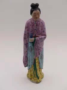 Estatuilla de geisha china de colección de 11-1/2" cerámica pintada texturizada marcas faciales China - Imagen 1 de 13