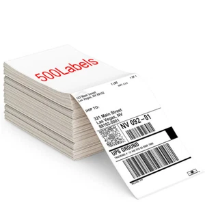 500 Fanfold Direct Thermal Shipping Labels 4x6 Blank for Zebra and Rollo Printer - Picture 1 of 4