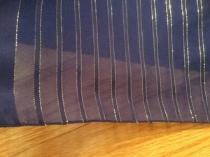 Scarf, thin dark blue with gold thread, 52 x 11 inches, new, polyester - Picture 1 of 4
