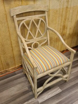 Regency Style Sculptural Arm Chair with Upholstered Seat - Image 1 of 4