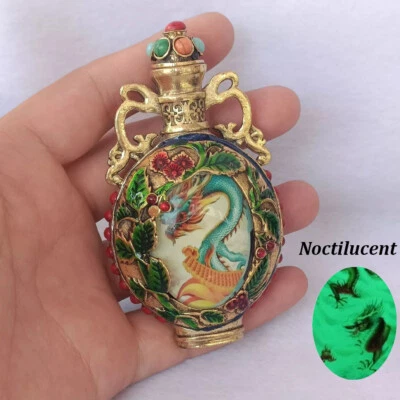 Antigua botella de tabaco china para colección adornos noctilucentes pintados con incrustaciones Foto 1 de 4