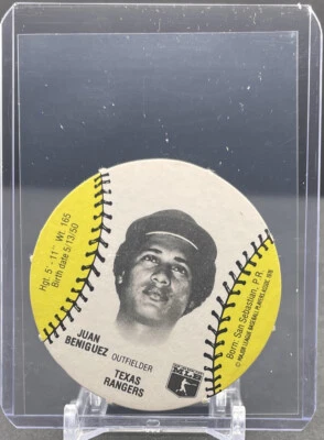 1977 BURGER CHEF FUN MEAL DISCS MLB #NNO Juan Beniguez Texas Rangers MSA EX - Image 1 of 2