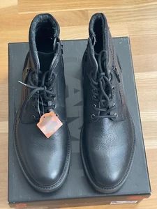 AM SHOE Herren Schnürboots Echtleder Schuhe Stiefel Reißverschluß Schwarz  Gr 43 - Bild 1 von 12