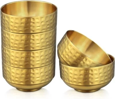 6 cuencos de acero inoxidable dorado 304, cuencos de sopa de doble pared de 13. - Image 1 of 4