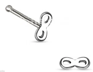 Nose Bone Ring Infinity Sign 5mm Head 20 Gauge 1/4" Steel - Picture 1 of 3