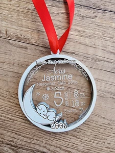 Baby's First Christmas Ornament - Custom Baby Stats Christmas Gift - Personalize - Picture 1 of 7