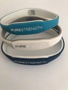 3 Pcs  Navy Blue & Blue & White PureStrength Pure Series Ion Charged Wristband - Picture 1 of 3
