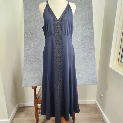 Veronika Maine Dress Womens Size 10 Navy Blue Midi Lace Party Event Formal New - image 1 of 4