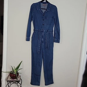 J. Crew Point Sur Belted Denim Boilersuit Utility Jumpsuit Coveralls Sz 6 - Picture 1 of 12