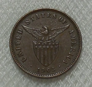 1903 U. S. PHILIPPINES 1/2 CENTAVO BRONZE COIN XF - Picture 1 of 2