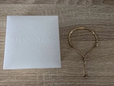 Pandora Yellow Gold Colour Friendship Bracelet Style Bangle 19cm New In Box - Image 1 of 4