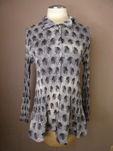Babette San Francisco Mujer XL Arrugado Botón Top Estampado Cubo Gris Blanco - Imagen 1 de 9