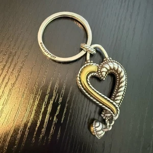Brighton | Vintage Two Tone Silver and Gold Heart Keychain - Picture 1 of 5
