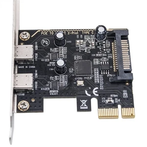 PCIE Type C Card PCIE X1 to 2 Port USB C Adapter HUB PCIE USB 3.2 Gen1 5Gbps - Picture 1 of 8