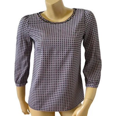 J. Blusa Top Mujer XXS Geo Estampado Cuello Redondo Manga 3/4 Poliéster Foto 1 de 4